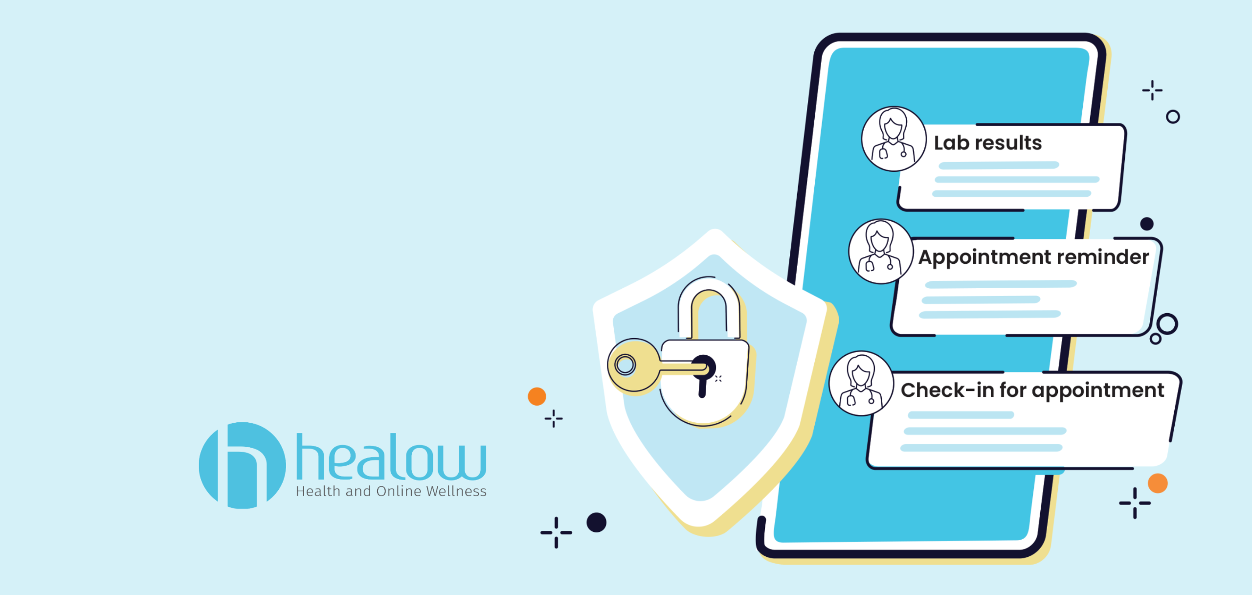 healow logo with healow secure text graphic on the right side